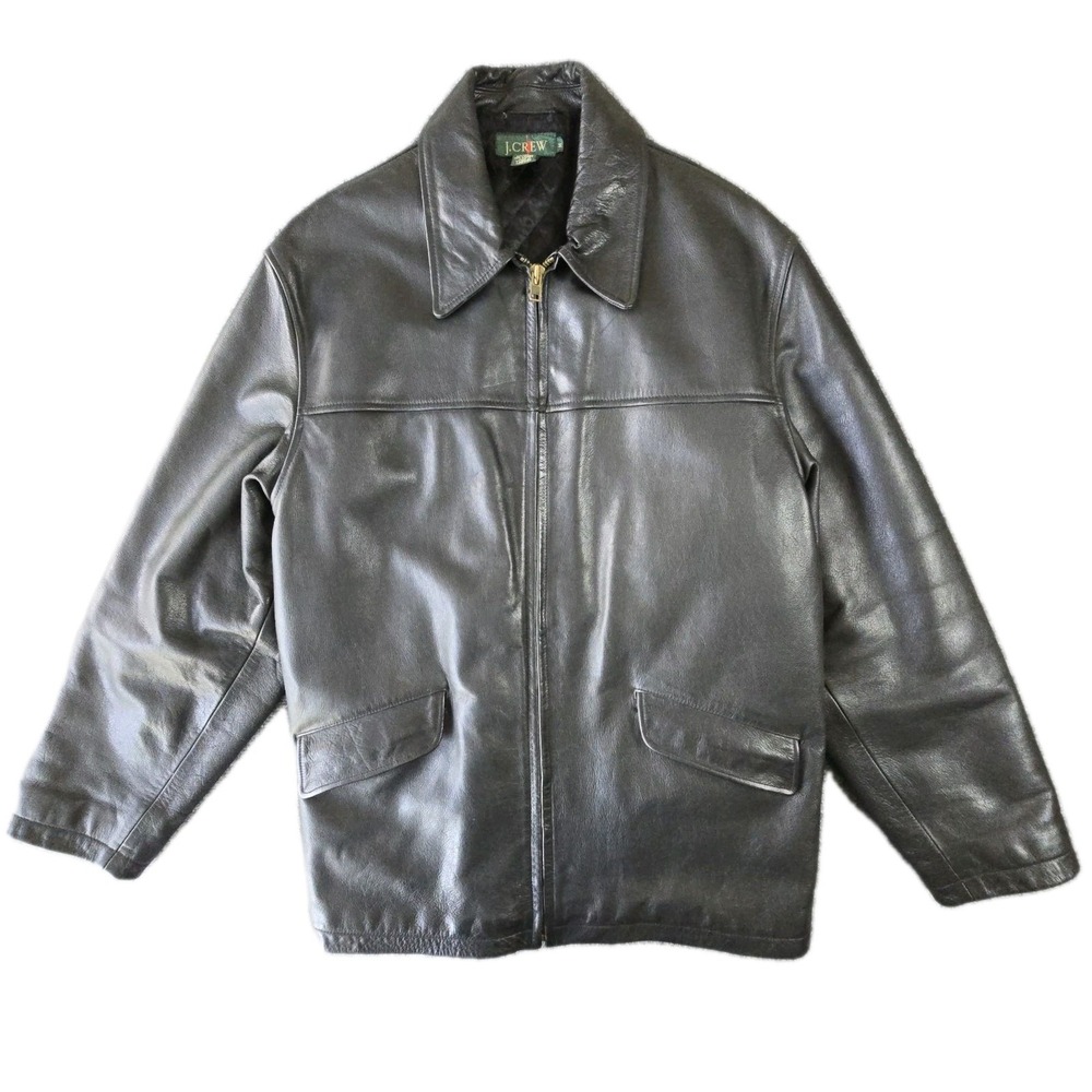 J.Crew Oarsman Leather Bomber Jacket M – Quilted Lining, Black Pebbled Leather